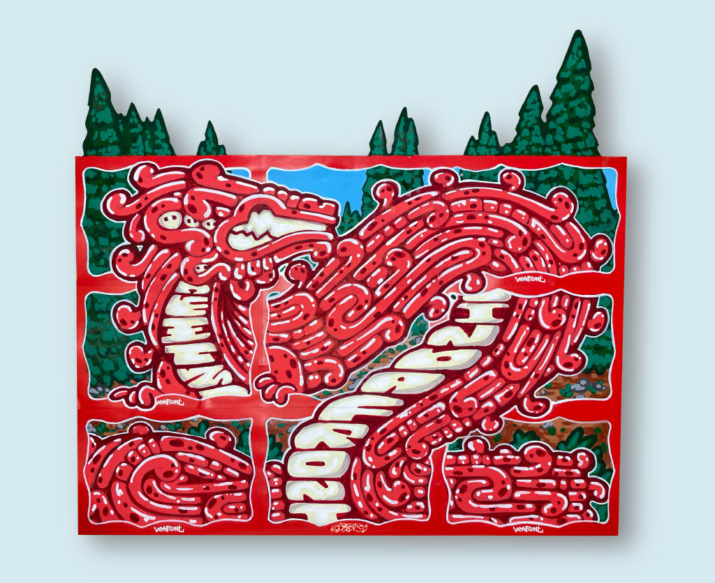 Red Dragon by Visual Heitz on Wavy Border Red Stickers
