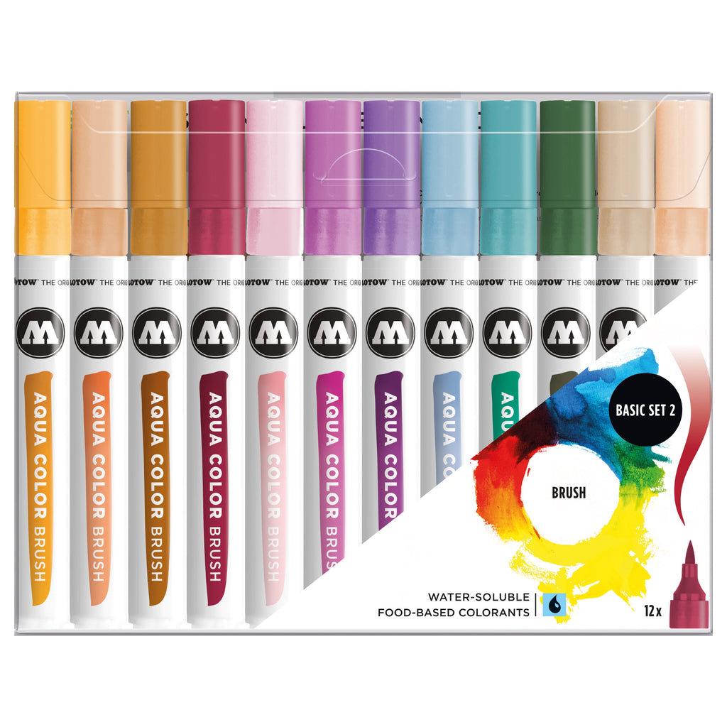 Molotow AQUA COLOR BRUSH Marker Basic Set 2 (12 pcs.) image 0
