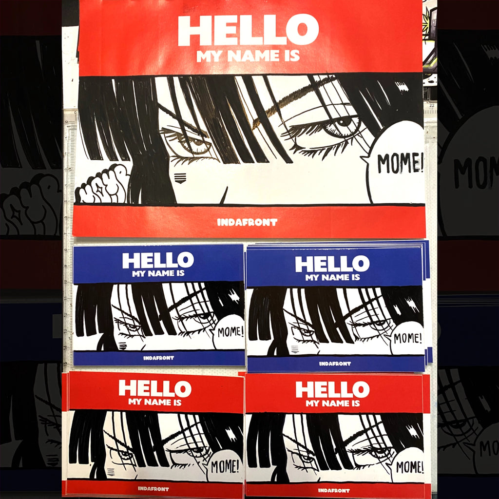 Hello My Name is Stickers Blue & Red Vinyl Mix (50 pcs.) image 1