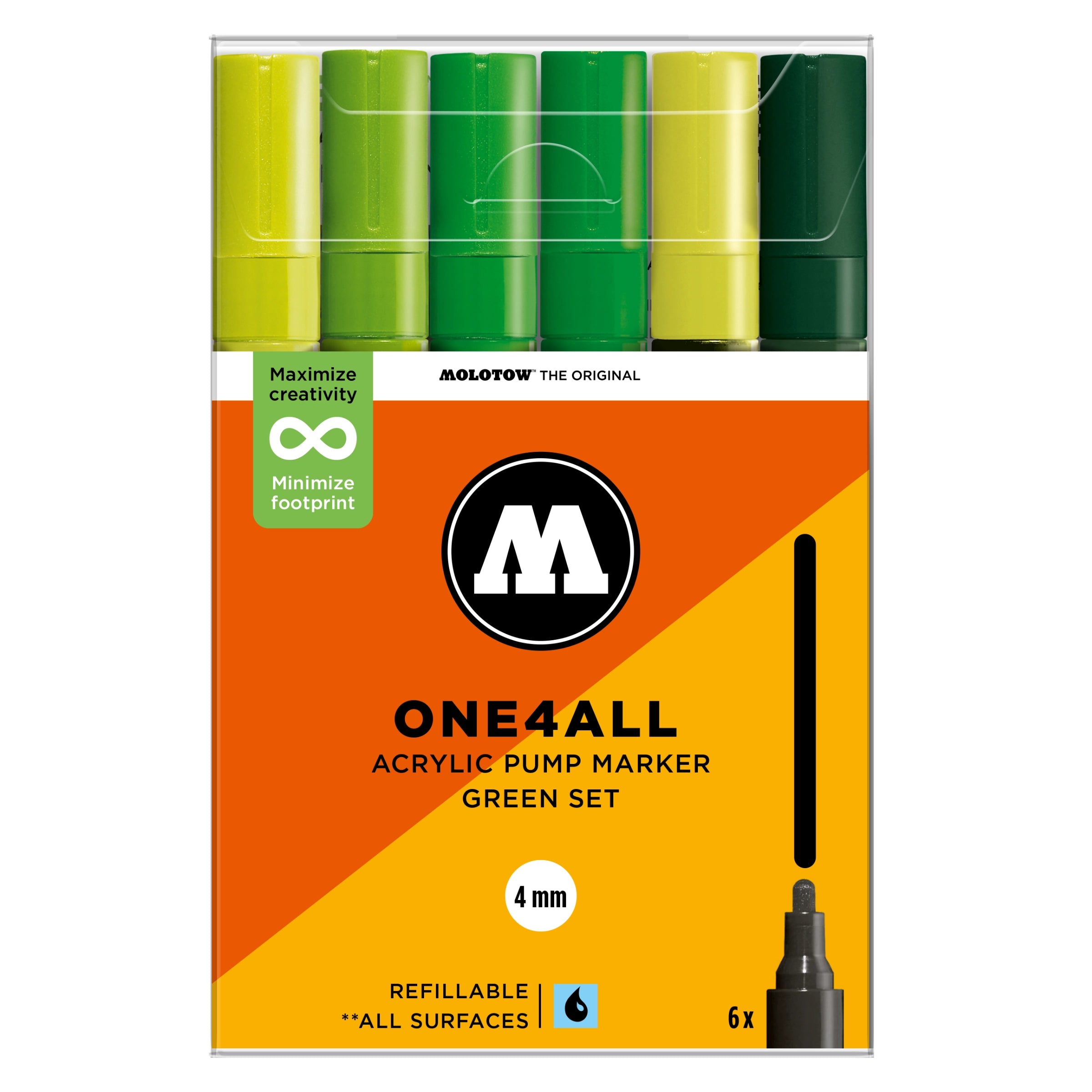 Molotow ONE4ALL 227HS Green Set (4mm) (6x) image 0