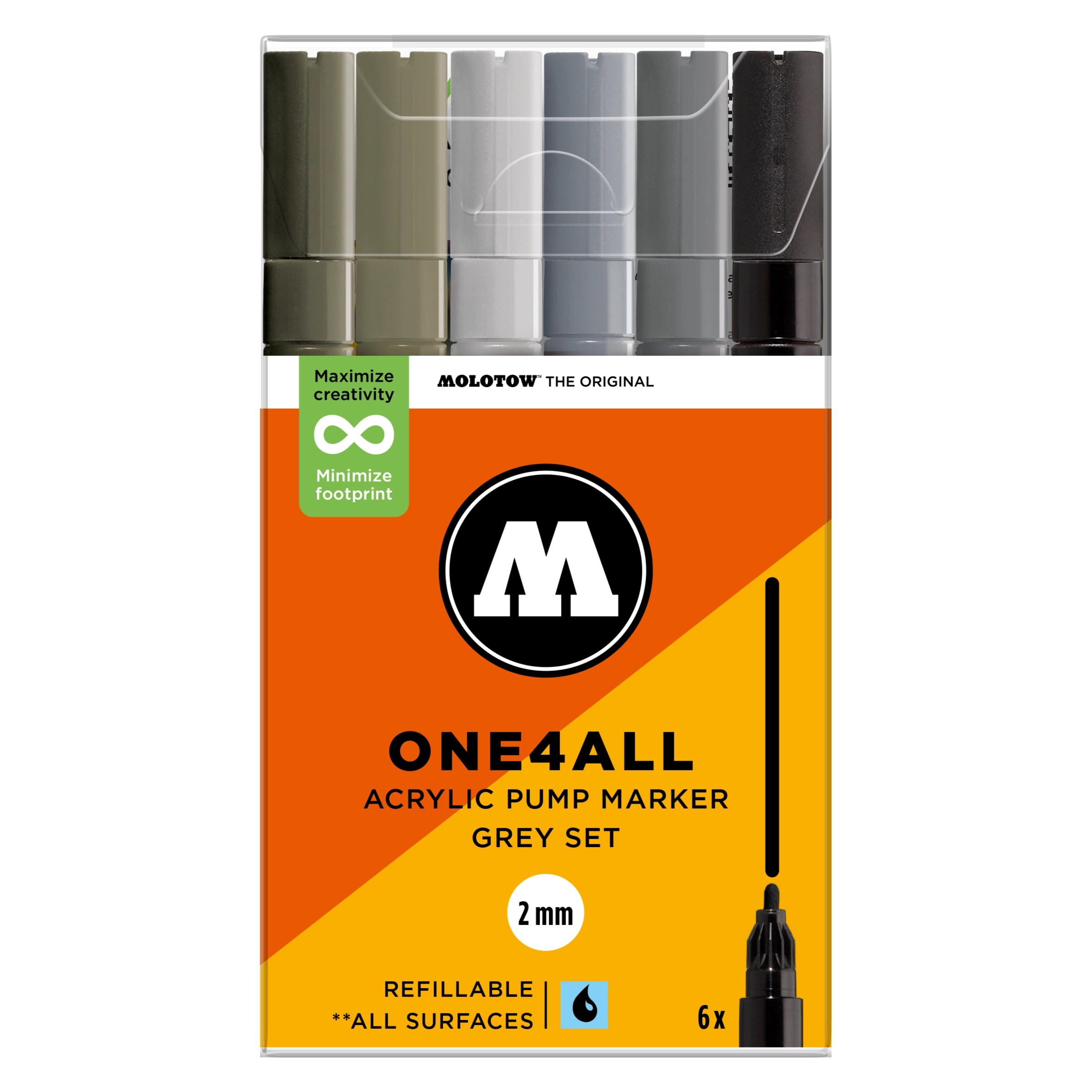 Molotow ONE4ALL 127HS Grey Set (2mm) (6x) image 0