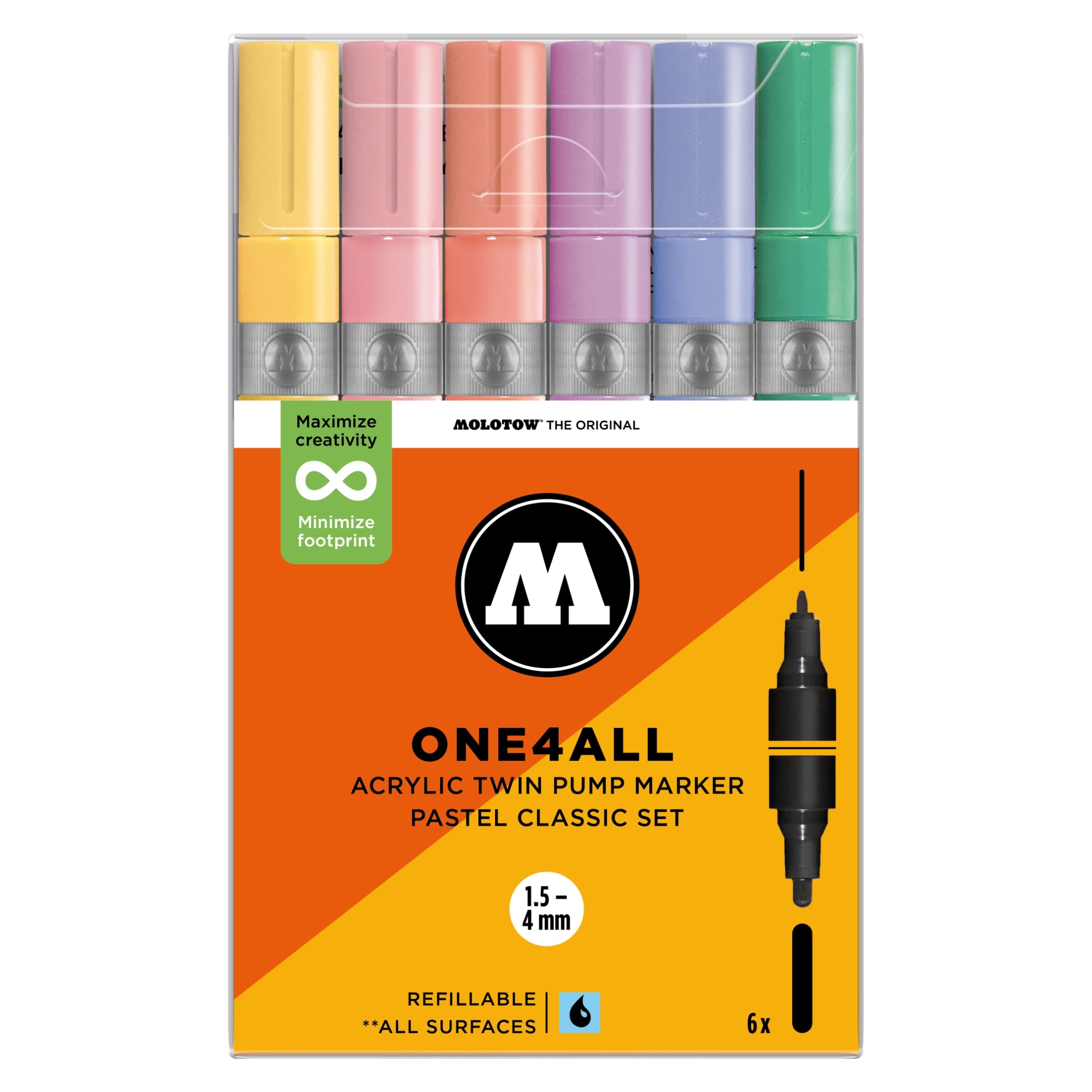Molotow ONE4ALL TWIN Marker Pastel Classic Set (1.5-4mm) (6x) image 0