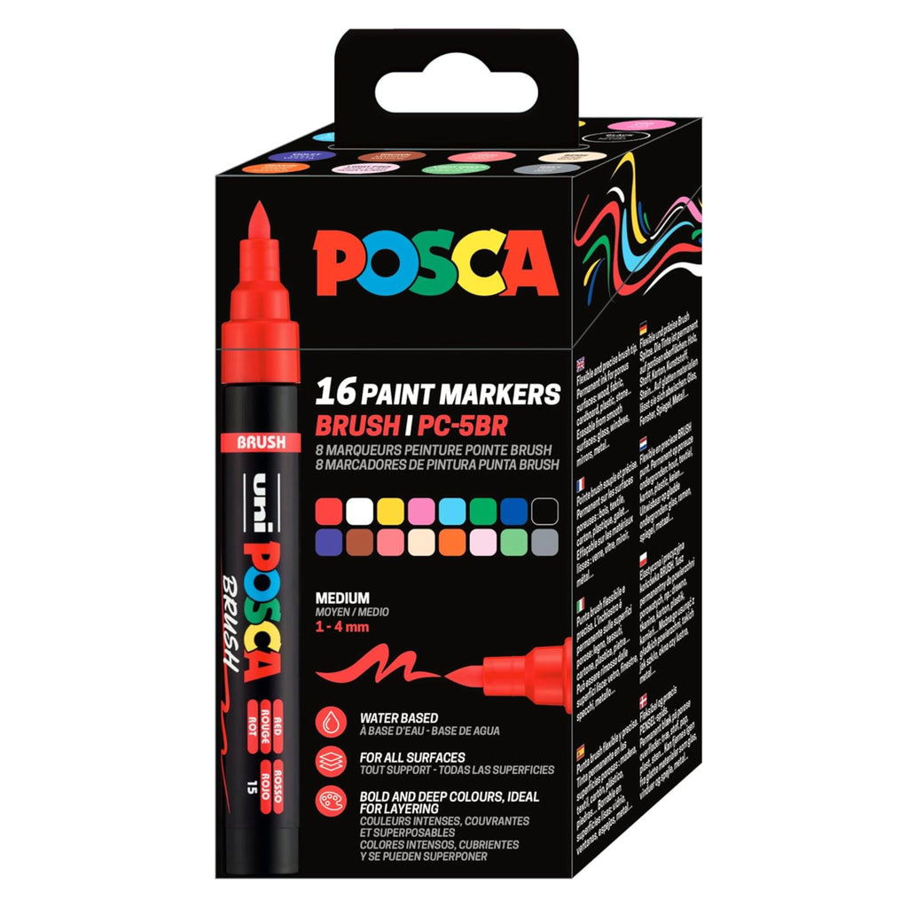 Posca PC-5BR Acrylic Brush Marker Full Set (16 pcs.) image 0