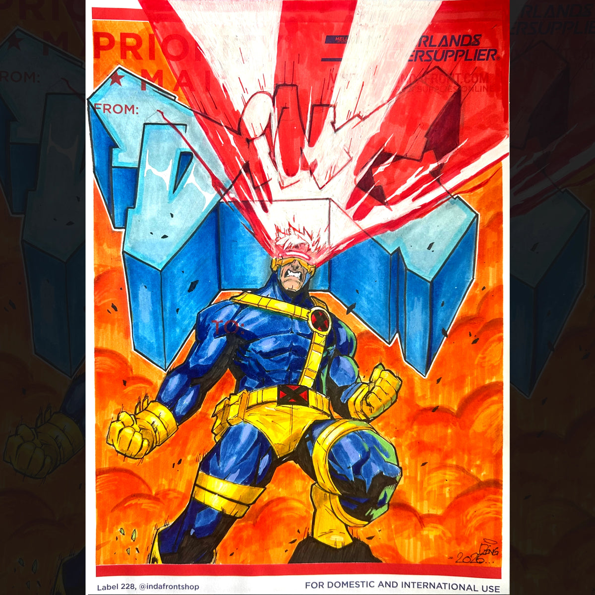 Ding Cyclops on Priority Mail A4 Sticker