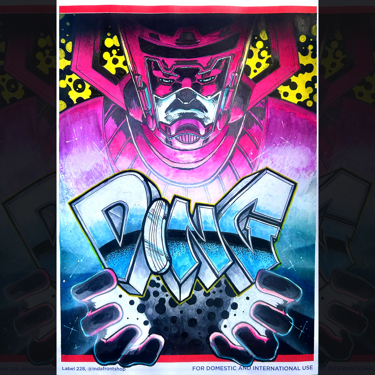Ding Galactus art on Priority Mail XXL A4 Sticker