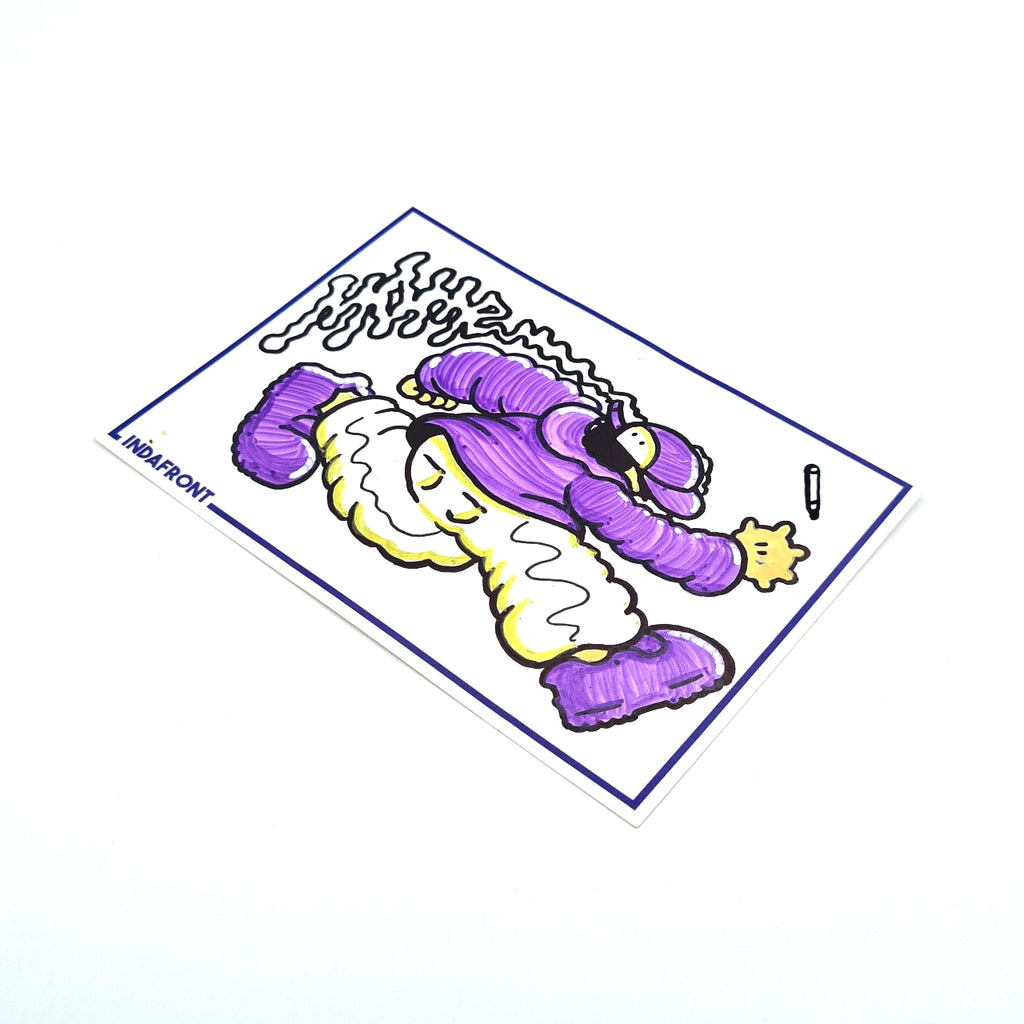 Mome Runner Boy Hand-Drawn Sticker - Line Border Blue