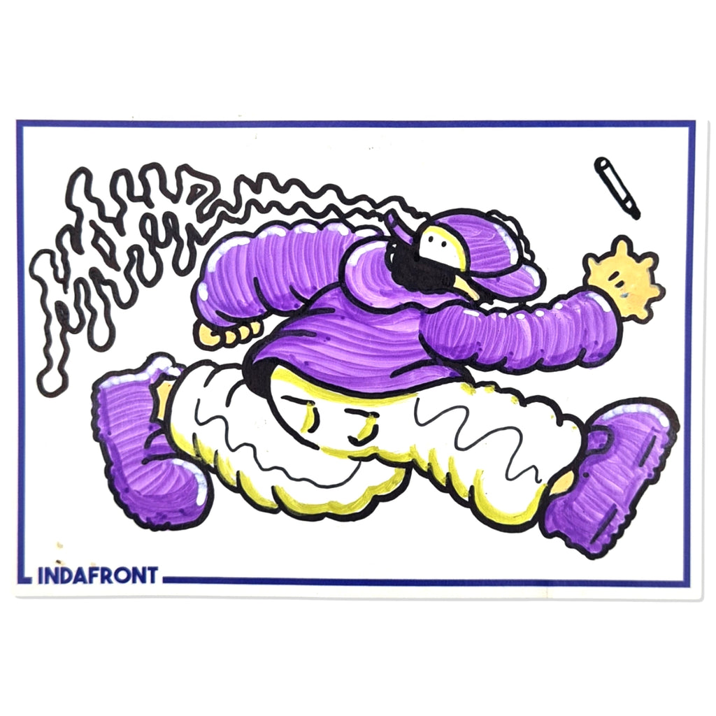 Mome Runner Boy Hand-Drawn Sticker - Line Border Blue