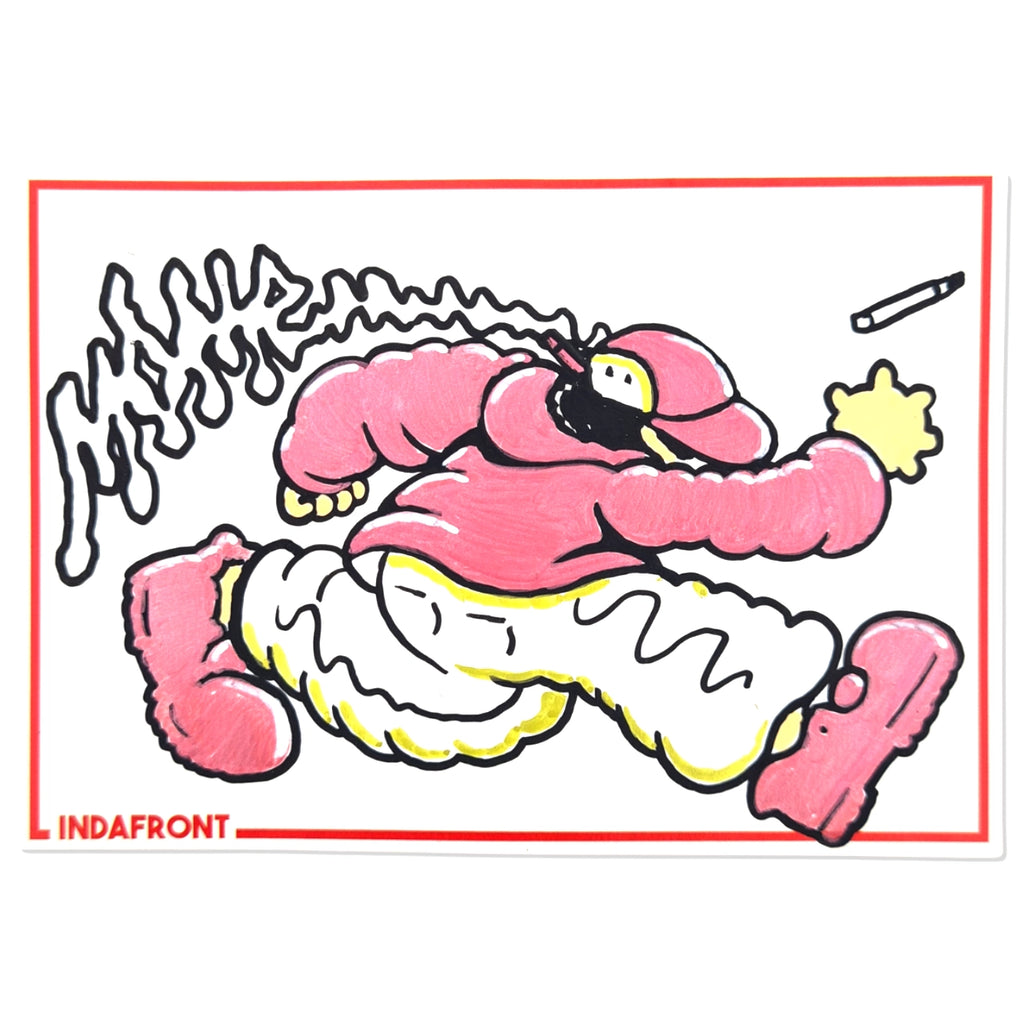 Mome Runner Boy Hand-Drawn Sticker - Line Border Red