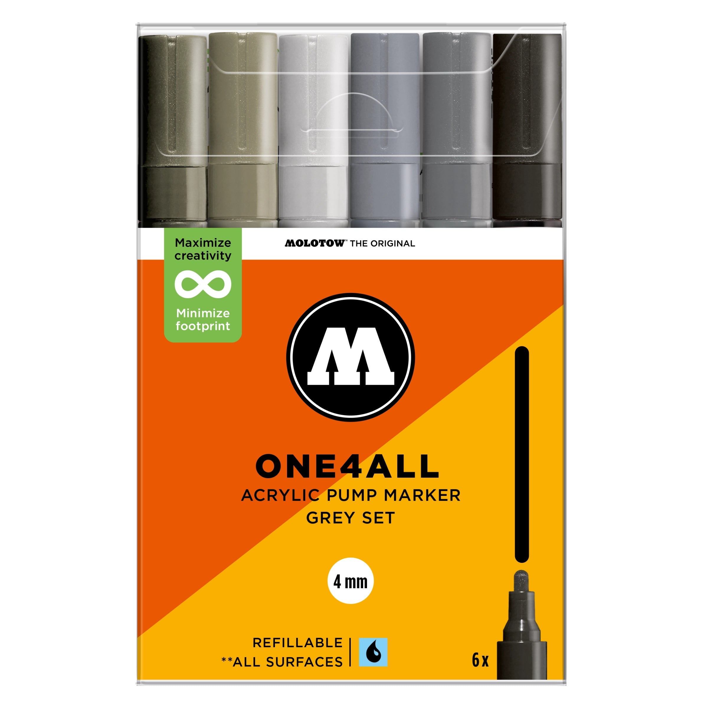 Molotow ONE4ALL 227HS Grey Set (4mm) (6x) image 0