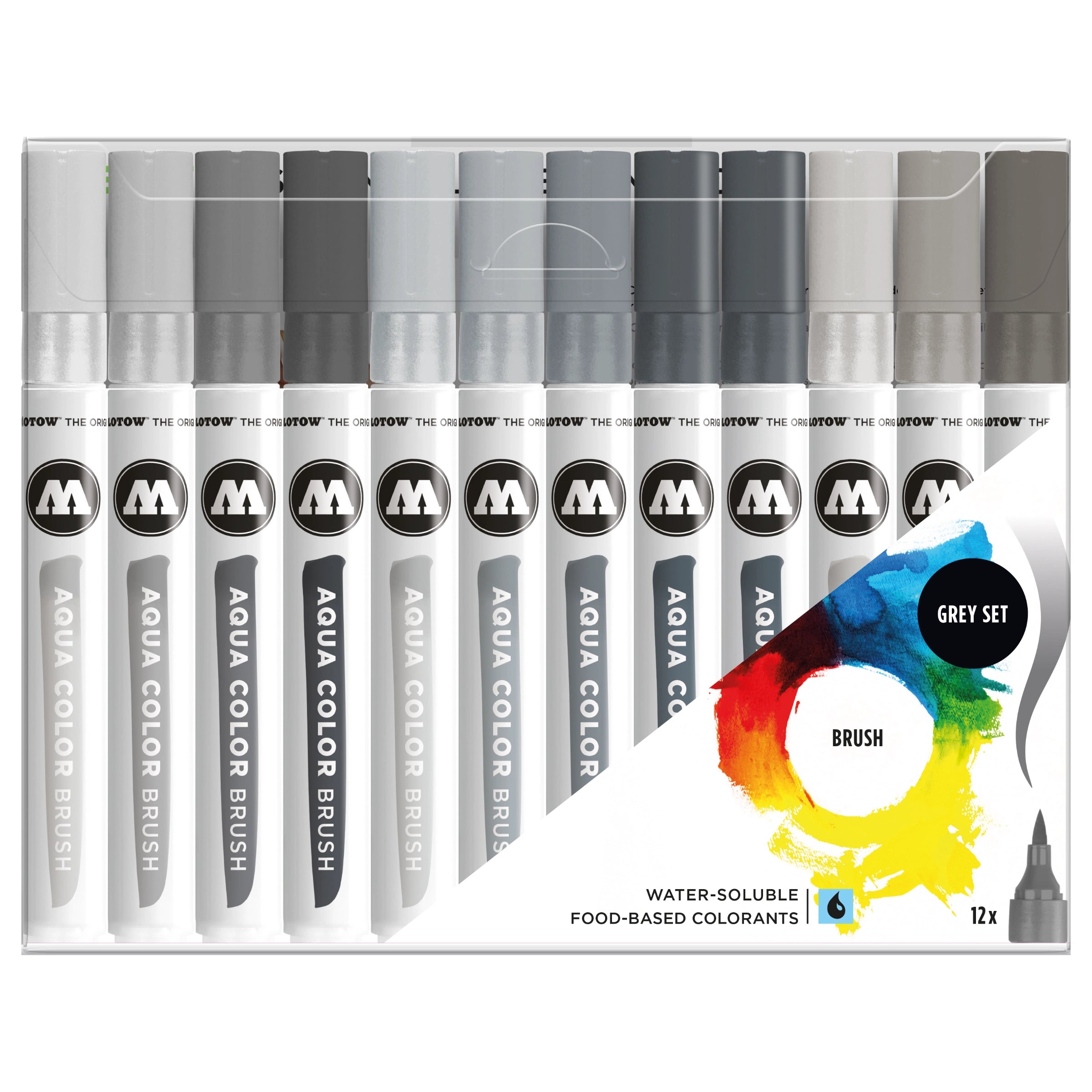 Molotow AQUA COLOR BRUSH Marker Grey Set (12 pcs.) image 0