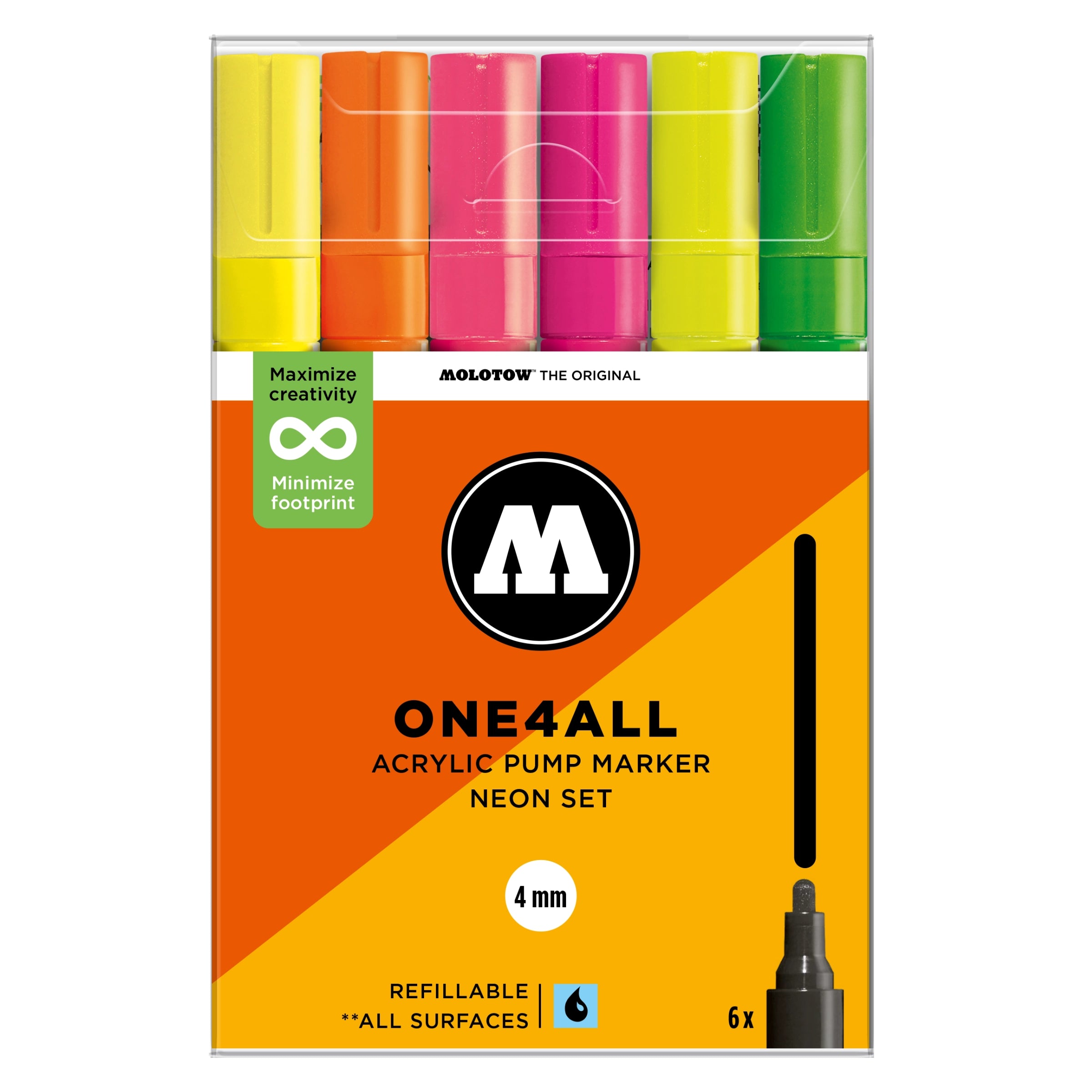 Molotow ONE4ALL 227HS Neon Set (4mm) (6x) image 0