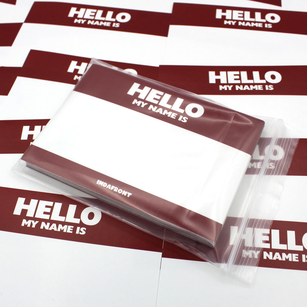 Hello My Name is Stickers Burgundy Red (50 pcs.) image 2