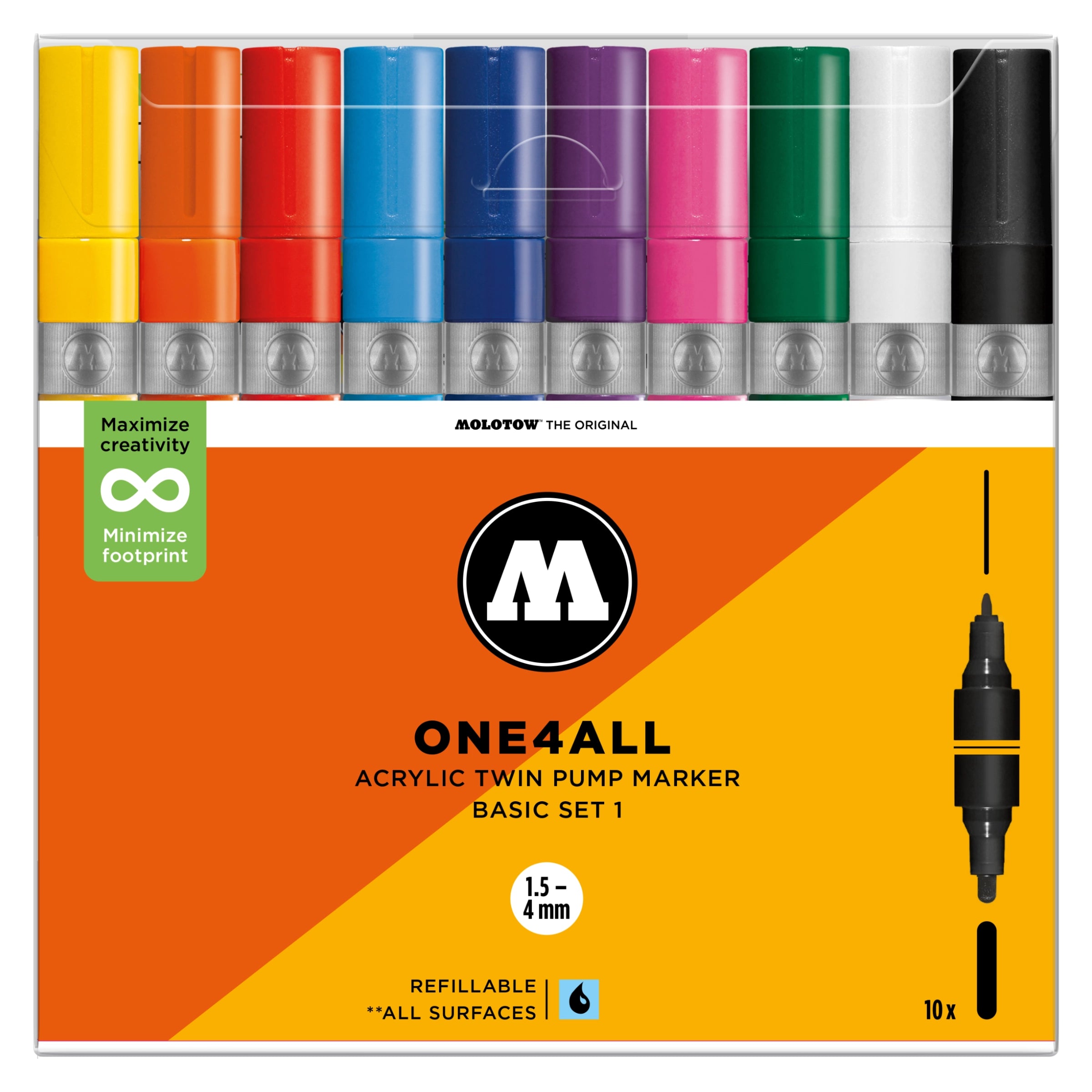 Molotow ONE4ALL TWIN Marker Basic Set (1.5-4mm) (10x) image 0