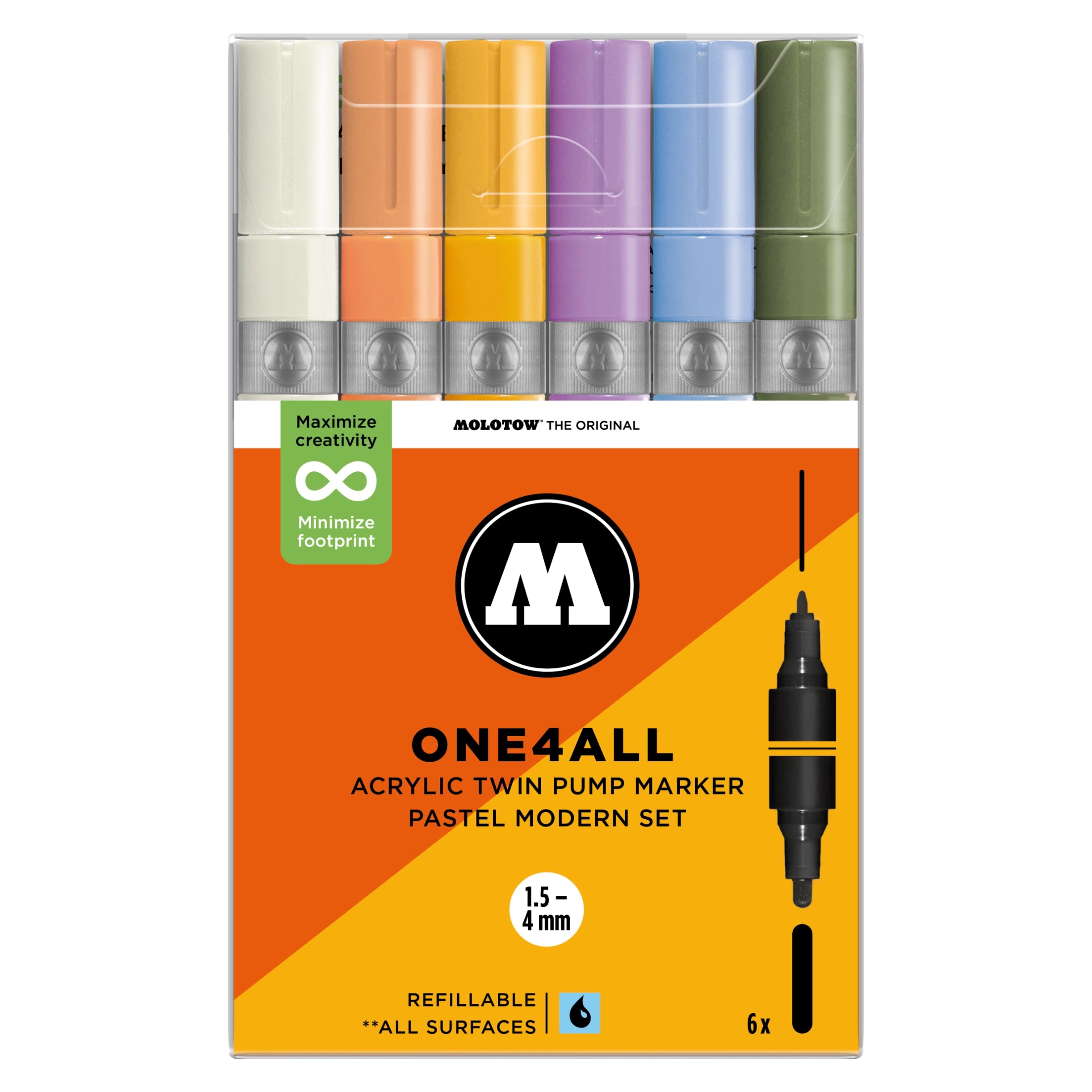 Molotow ONE4ALL TWIN Marker Pastel Modern Set (1.5-4mm) (6x) image 0