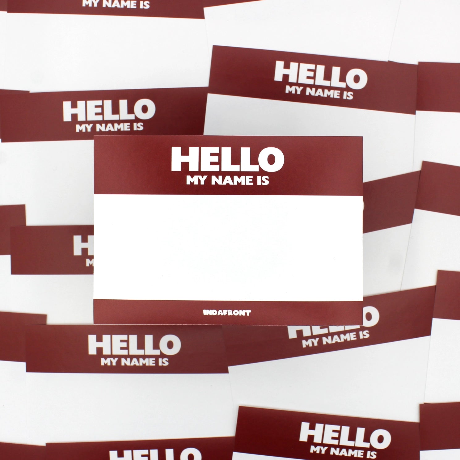 Hello My Name is Stickers Burgundy Red (50 pcs.) image 3
