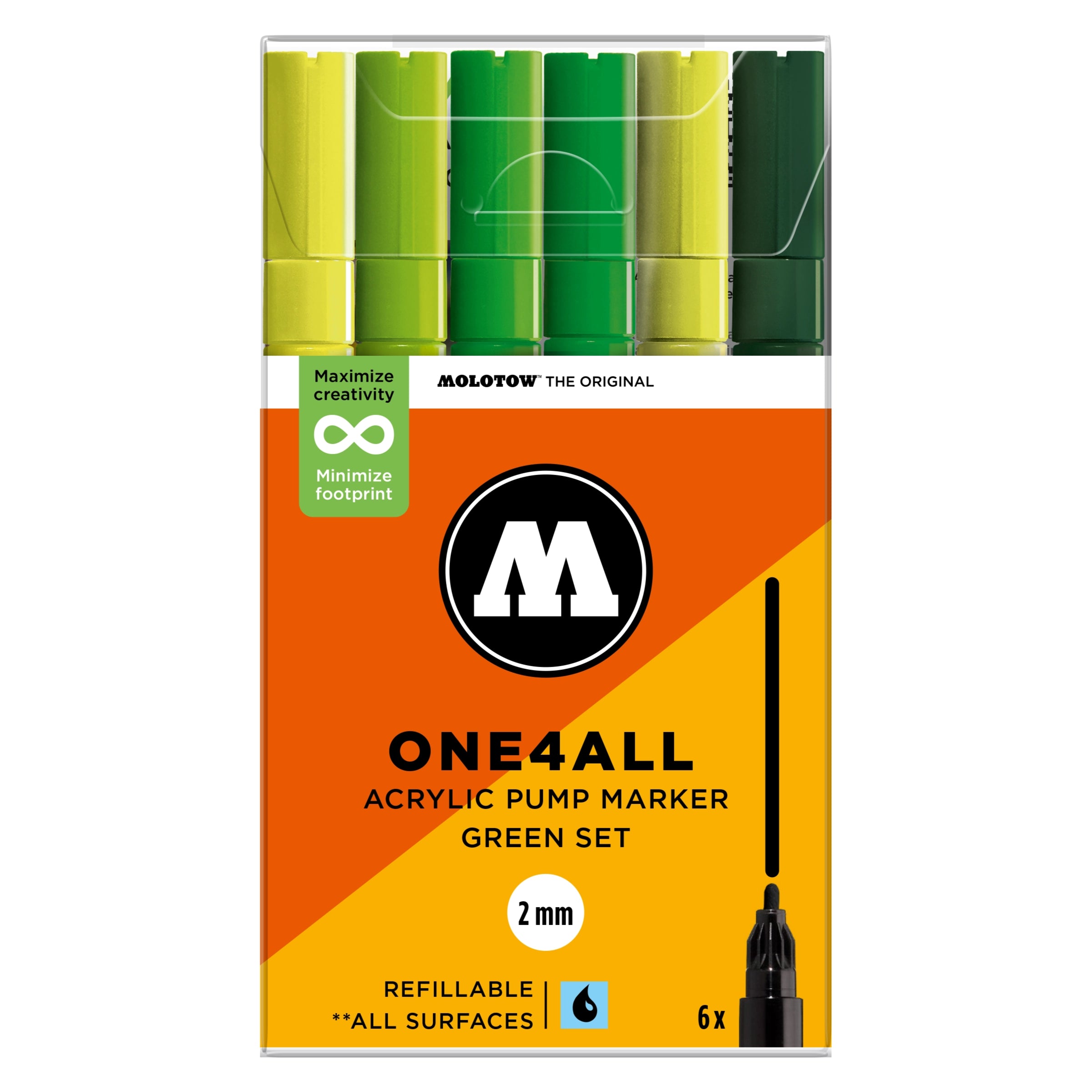 Molotow ONE4ALL 127HS Green Set (2mm) (6x) image 0
