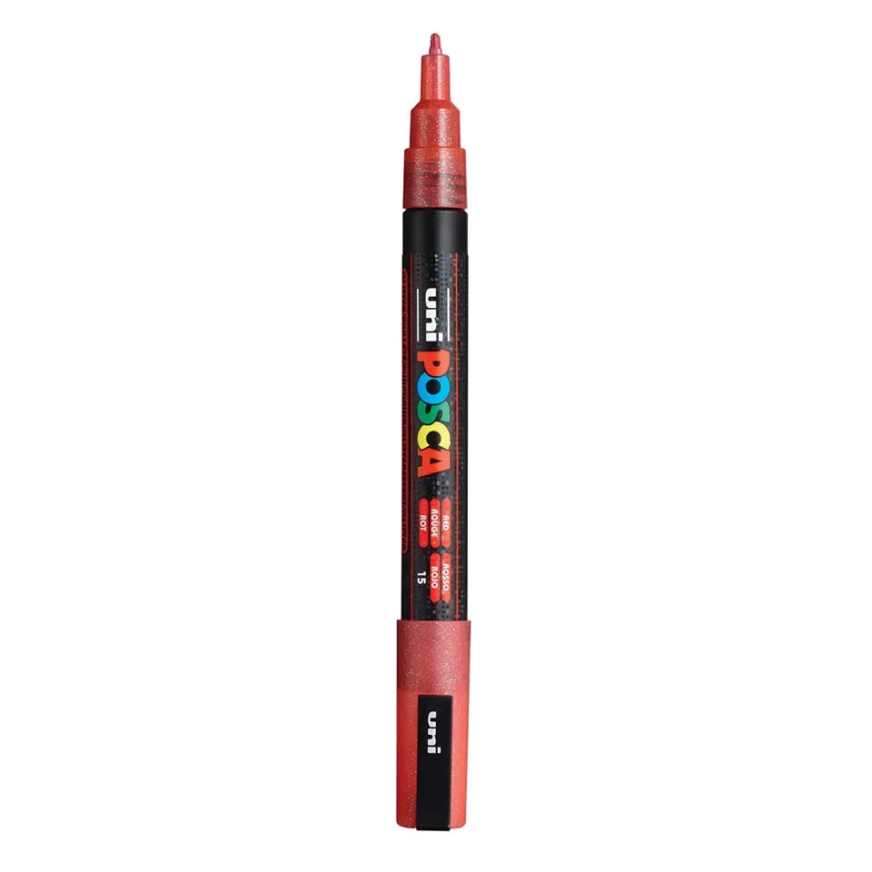 Posca PC-3ML Acrylic Marker Glitter Set Red (4 pcs.)
