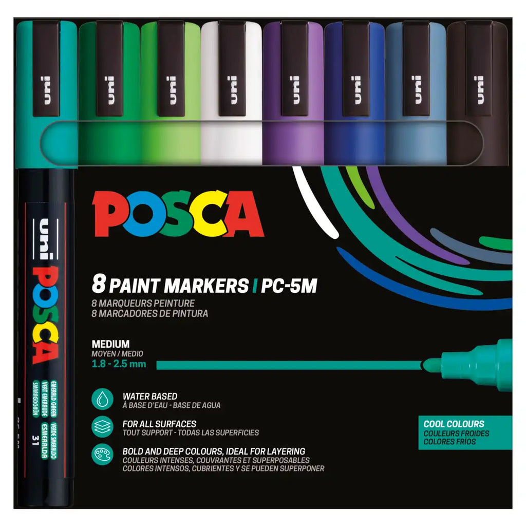 Posca PC-5M Acrylic Marker Cool Set (8 pcs.)