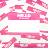 Indafront Pink Hello My Name is Pink Stickers zoomed in