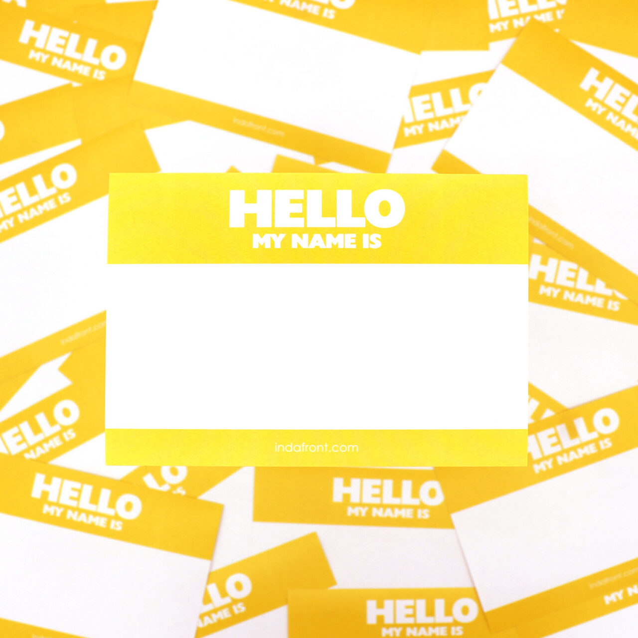 Hello My Name is Yellow stickers indafront