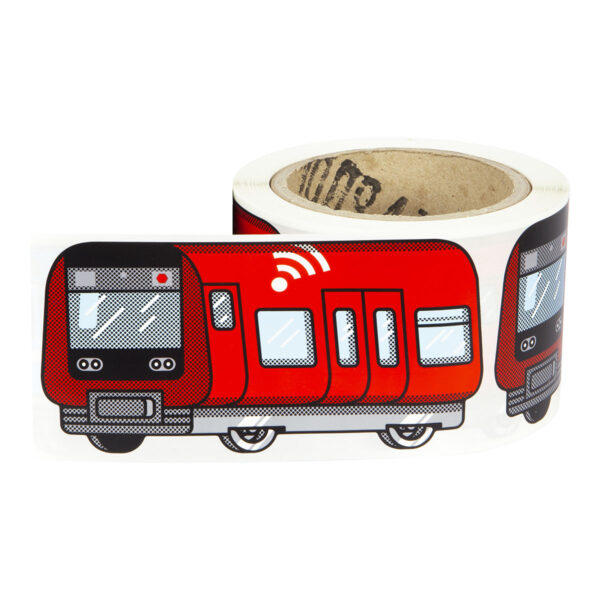 A roll with 200 FLUX System Stickers picturing Copenhagen S-trains