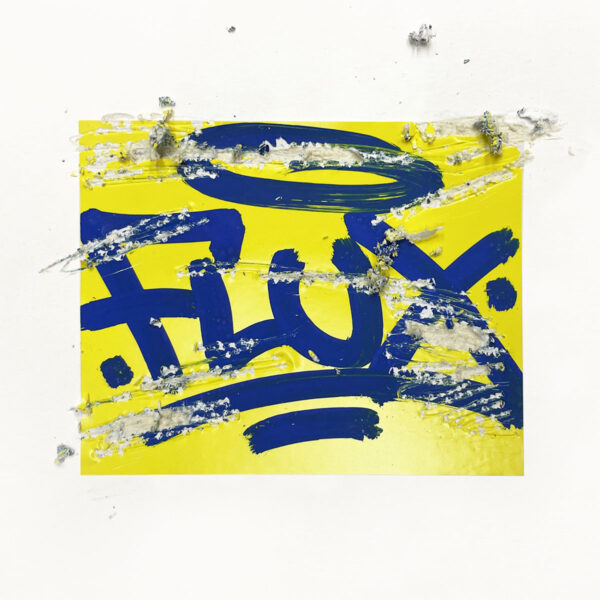FLUX Egg Shell Sticker Yellow tagged on with a blue marker