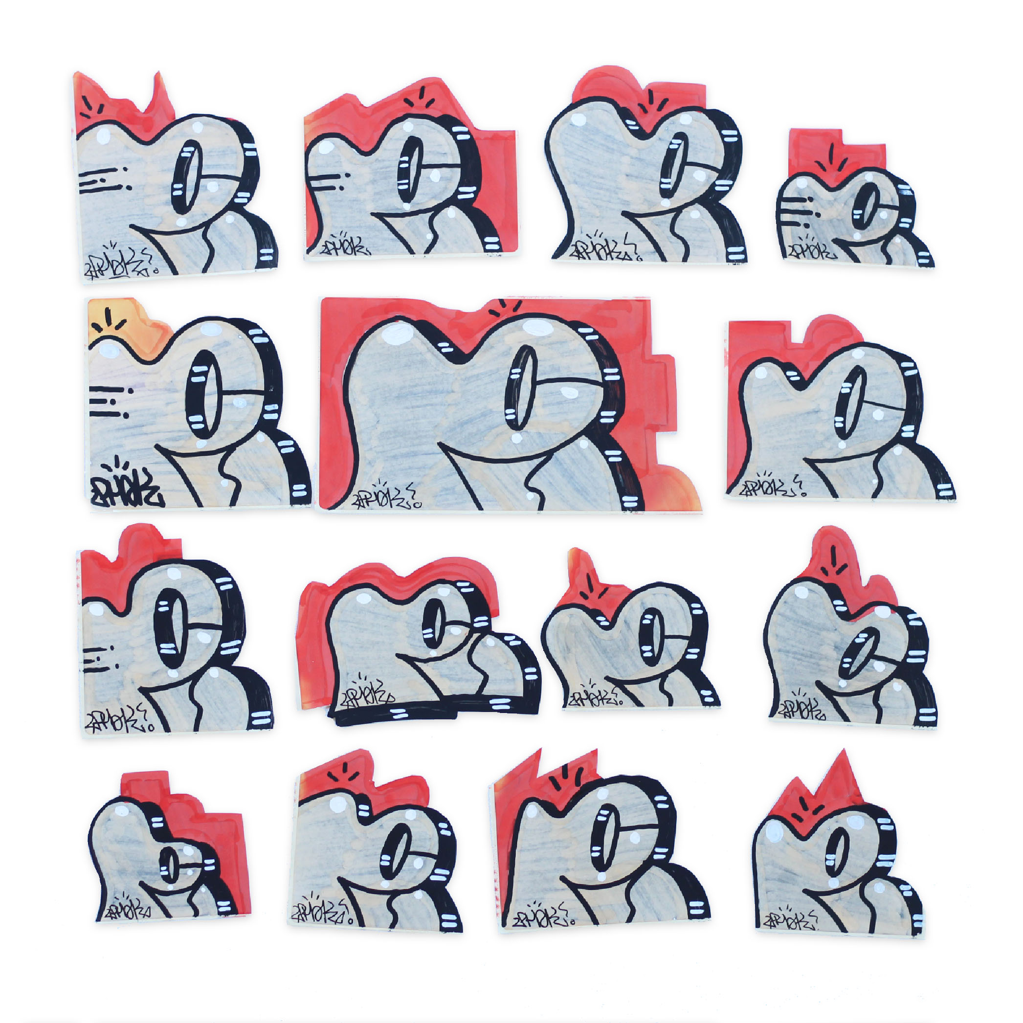 Phak Handmade Sticker Pack Red