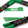 Indafront Hello My Name is Green stickers with green Posca markers