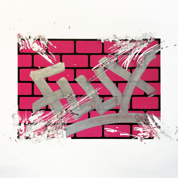 FLUX Egg Shell Bricks Magenta Sticker tagged on with a grey marker
