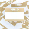 Beige Indafront Hello My Name is stickers