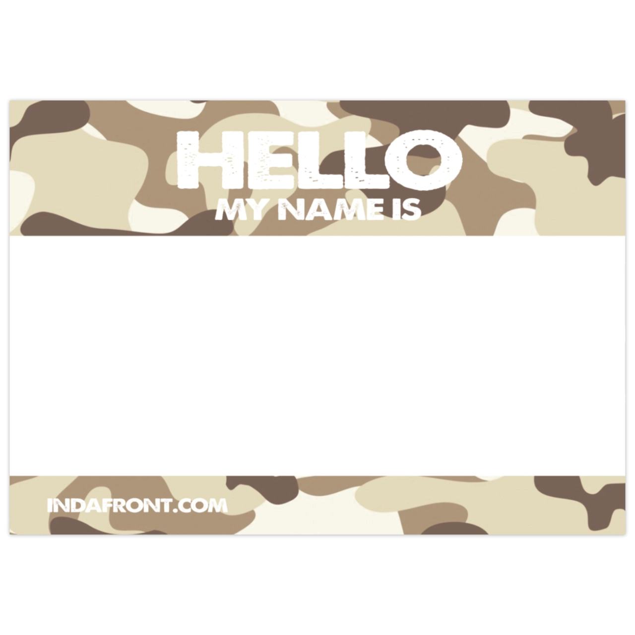 Indafront Hello My Name is Desert Camouflage Sticker