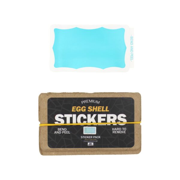 Egg Shell Teal Wavy Border Sticker with an eggshell box below