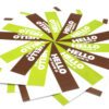 Hello My Name is Brown and Light Green stickers in a circle