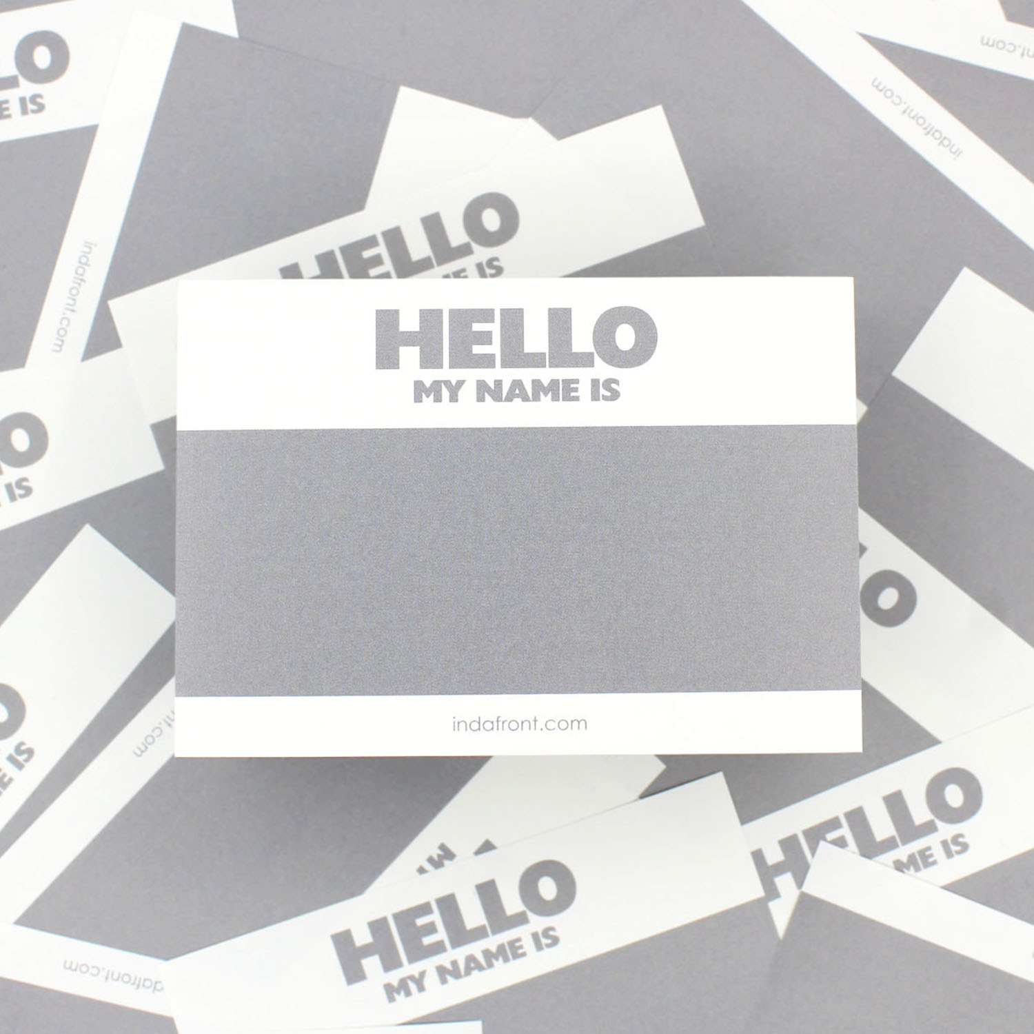 Hello My name is Grey Inverted stickers Indafront zoomed in