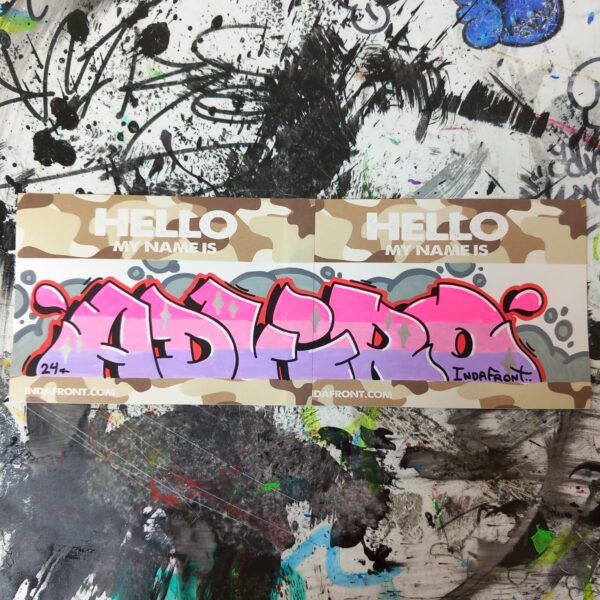 Viro graffiti sticker art on Indafront Desert Camouflage stickers