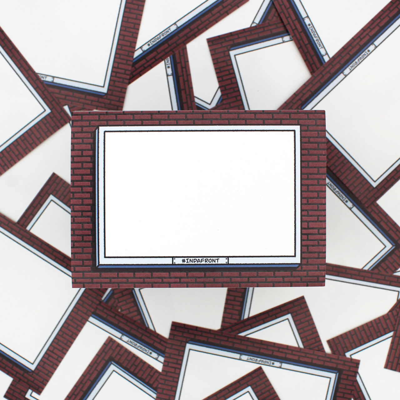 Brick Wall Billboard blank paper sticker zoomed in from above