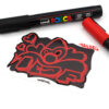 Fatoeman beautiful red clown drawing on Wavy Border Black Inverted blank sticker with posca markers