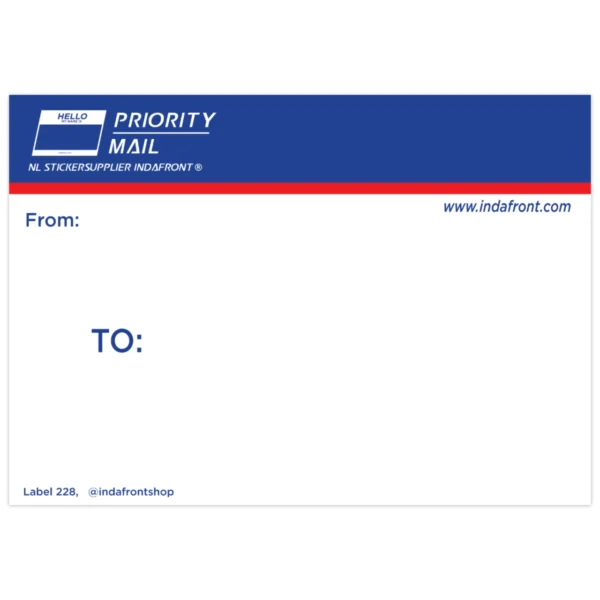Indafront Priority Mail Blue Top Sticker