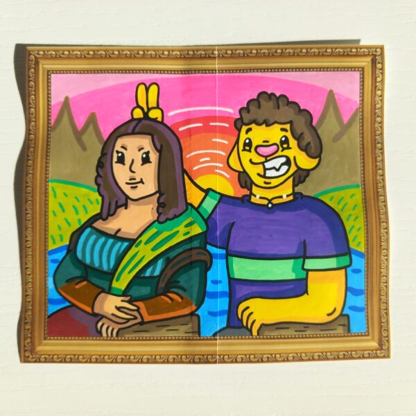 Viro character and Mona Lisa drawing on indafront Victorian Frame sticker