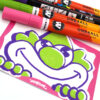Fatoeman graffiti drawing with markers on Indafront Wavy Border Pink stickers