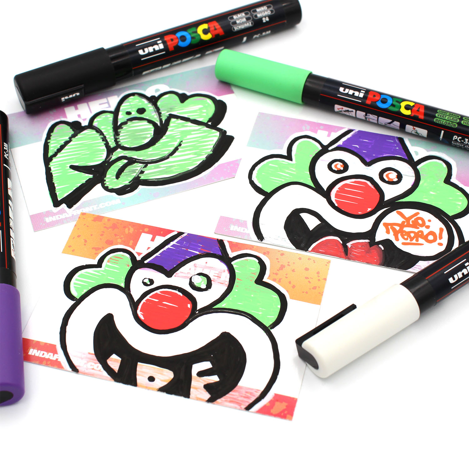 Fun sticker graffiti art by Fatoe on Indafront Hello My Name is Red vinyl gradient stickers.
