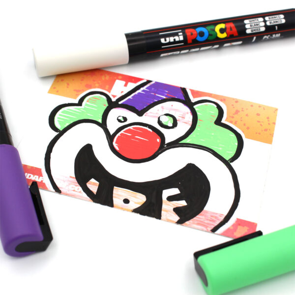 Graffiti clown stickerart by Fatoeman on Indafront Hello My Name is Red vinyl gradient stickers with posca markers