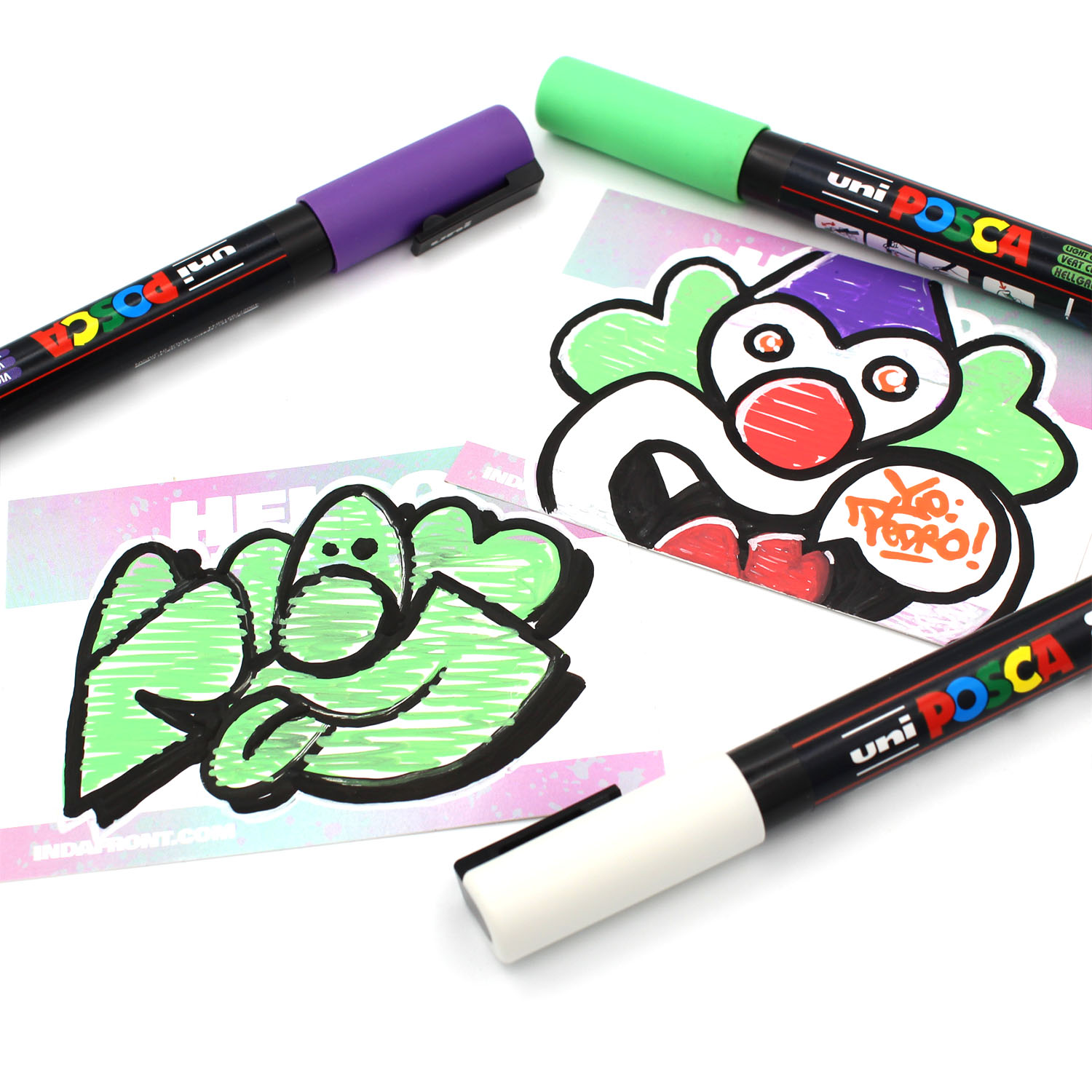 Fatoeman sticker graffiti art on Indafront Hello My Name is Pink vinyl gradient stickers