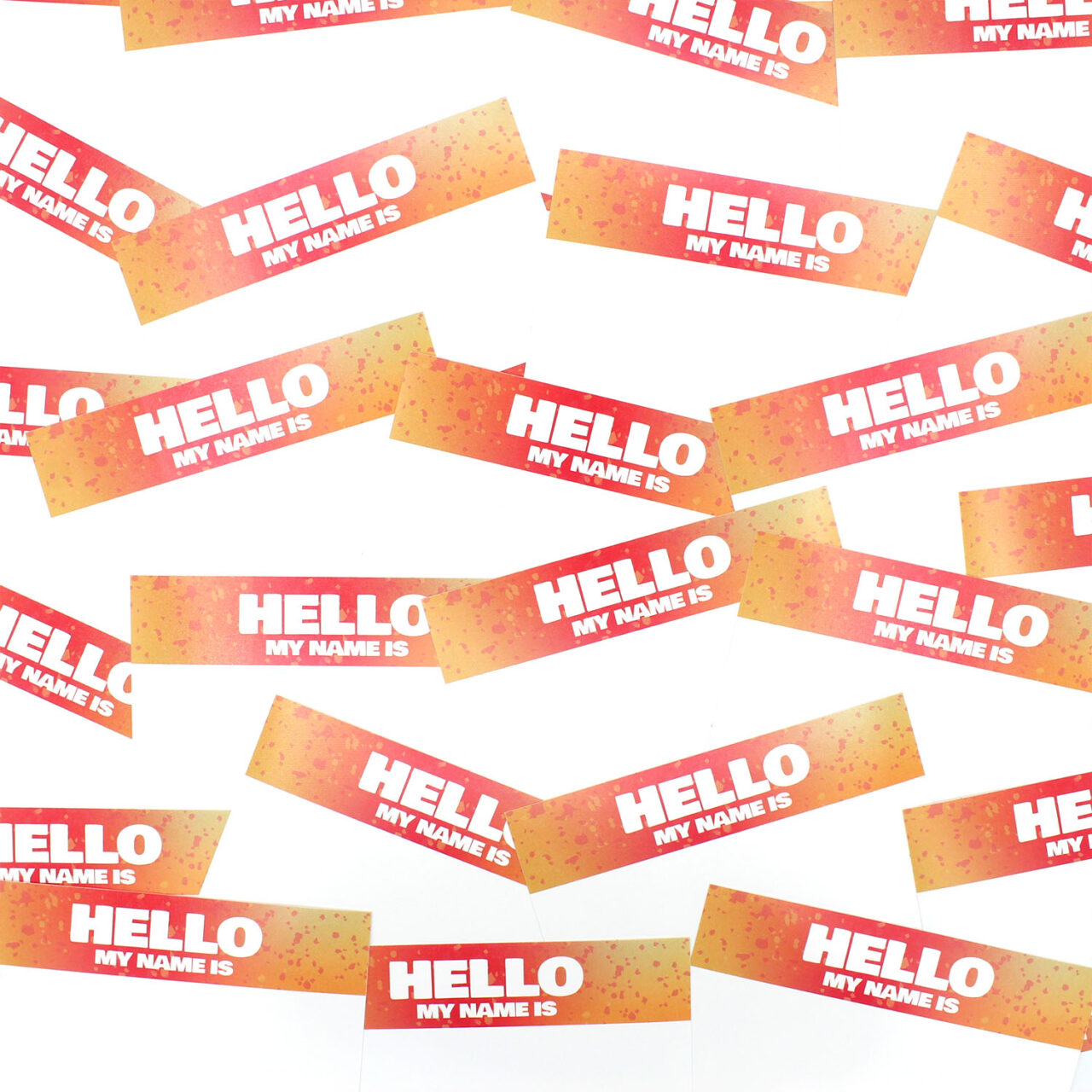 Indafront Hello My Name is Red vinyl gradient stickers
