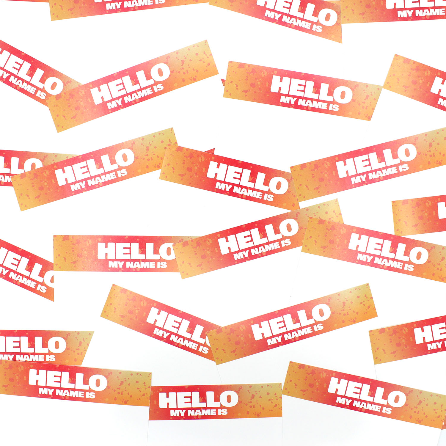 Indafront Hello My Name is Red vinyl gradient stickers
