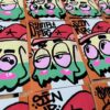 Graffiti drawing by artist Sinnr on Indafront Hello My Name Is Orange stickers