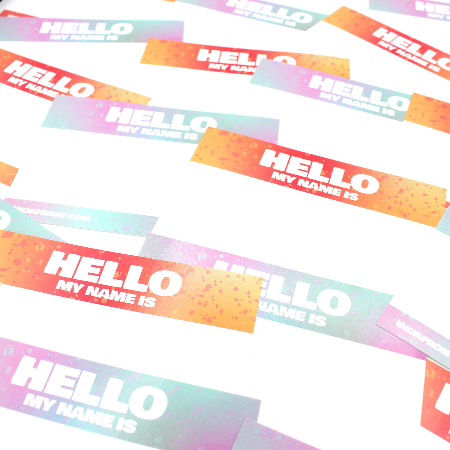Hello My Name is Gradient Red and Pink stickers