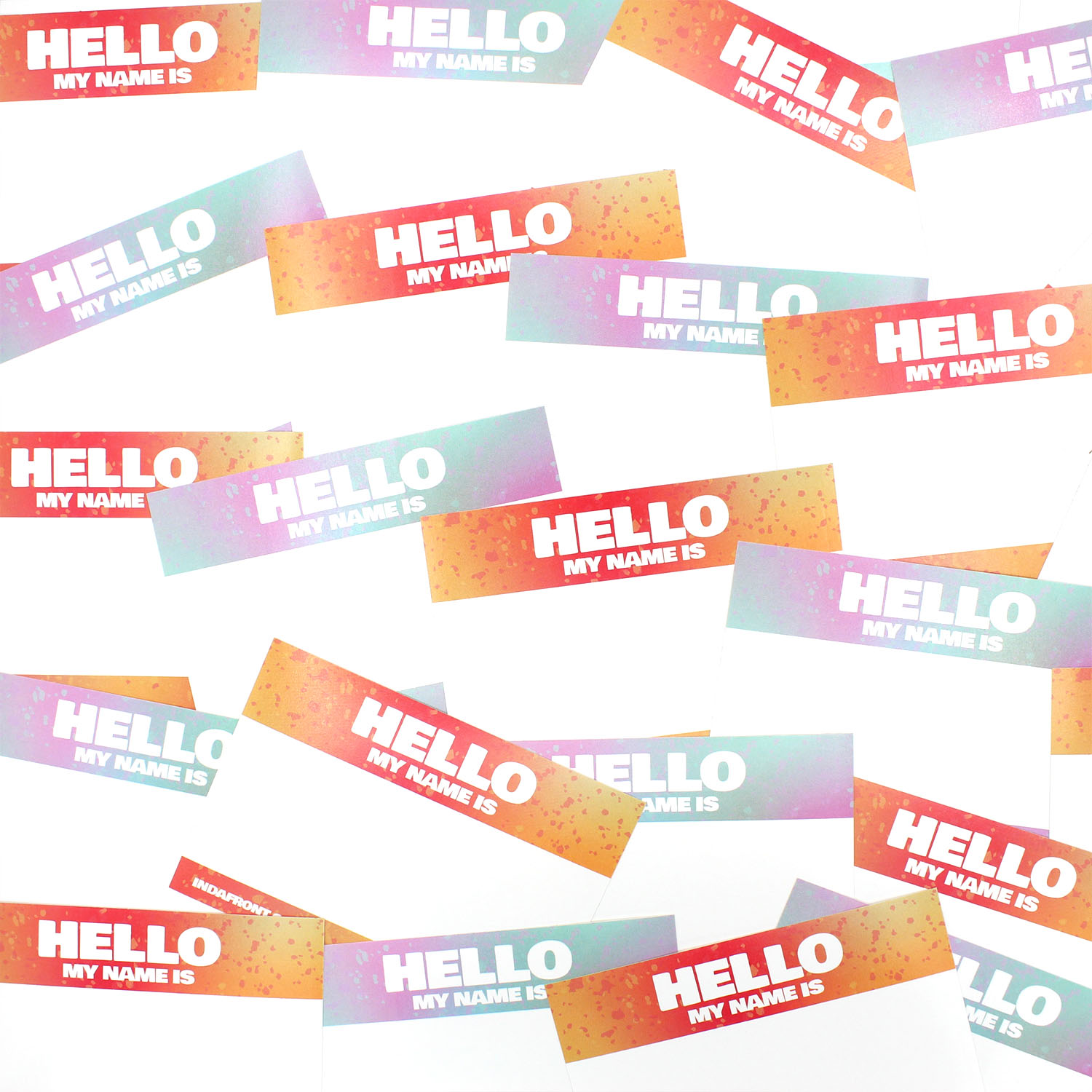 Hello My Name is Gradient stickers Red and Pink