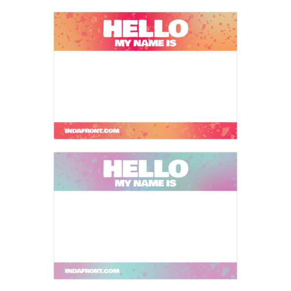 Indafront Hello My Name is Stickers Gradient Pink and Red