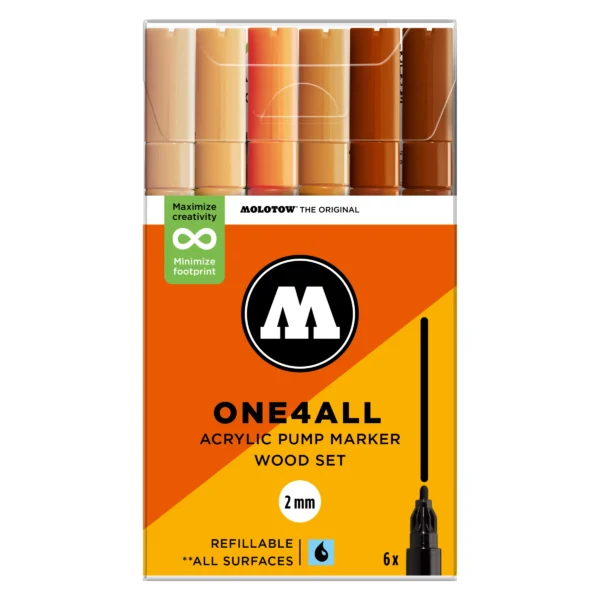 Molotow ONE4ALL 127HS Wood Set (2mm) (6x)